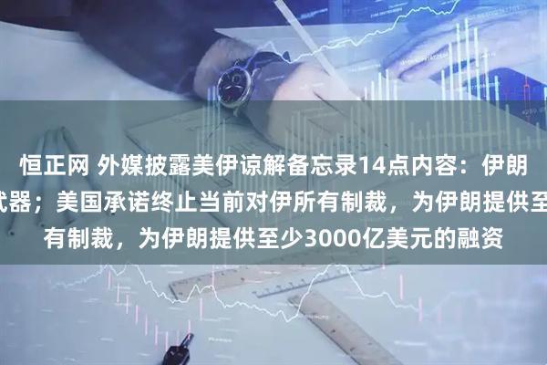 恒正网 外媒披露美伊谅解备忘录14点内容：伊朗重申永远不会制造核武器；美国承诺终止当前对伊所有制裁，为伊朗提供至少3000亿美元的融资